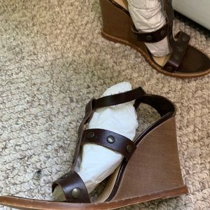 EUC Michael Kors Studded Leather Wedge Sandal